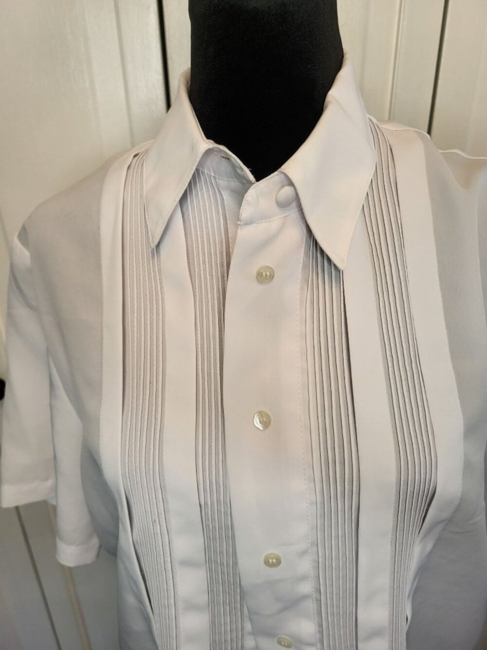 Christie & Jill Vintage 90s White Button Up Pintucking 12 Twee Retro Old Money - Picture 3 of 9